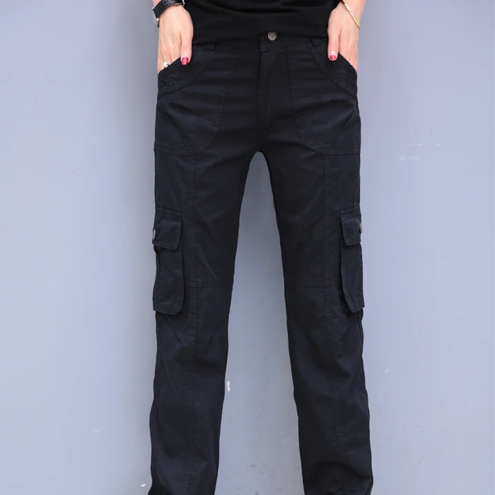 Black Woman's Overalls Multi Pocket Straight Trousers Spring Summer Outdoor Trekking Sports Hiking Pants Womens Military Cargo Pant - Цвет: Black