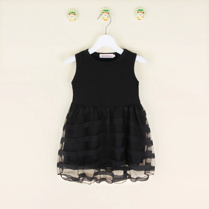 Новый дизайн 2015 многослойное платье-пачка для девочек маленькое черное платье