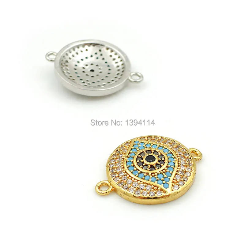 20*16*3 мм Micro Pave Kallaite & Black Blue CZ круглые соединители для глаз подходят мужчин и женщин