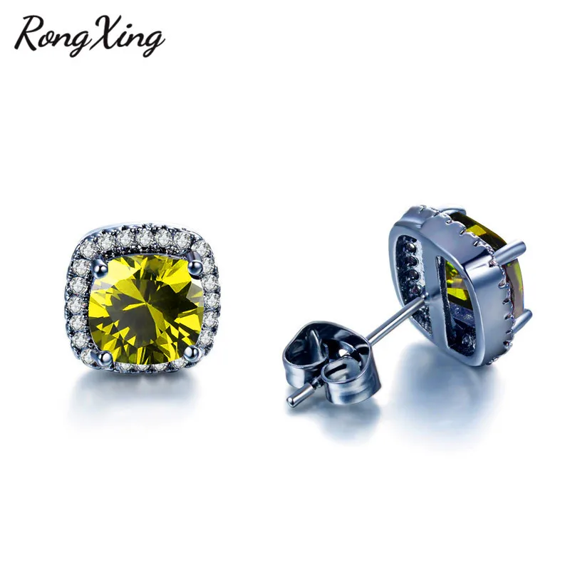 Женские винтажные серьги с фианитами черные золотые разноцветные модное в форме