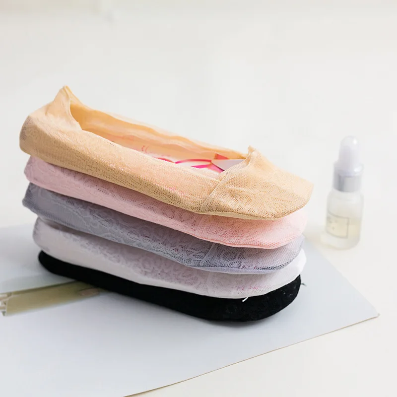 Летние кружевные носки-лодочки из силикагеля для женщин и девочек невидимые - Фото №1