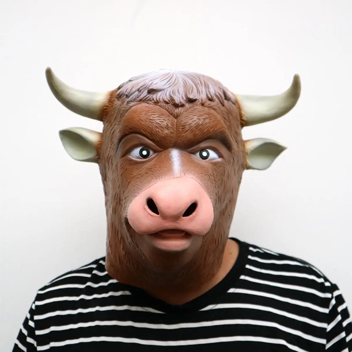 Уникальный натуральный латекс головы быка Розовый нос анфас Косплэй Хэллоуин