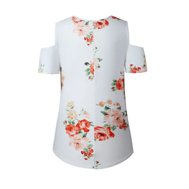 2018 New Floral Printing Summer Style Strapless Off Shoulder Flower Print Top Blusa Short Sleeve Blouses S-2XL |