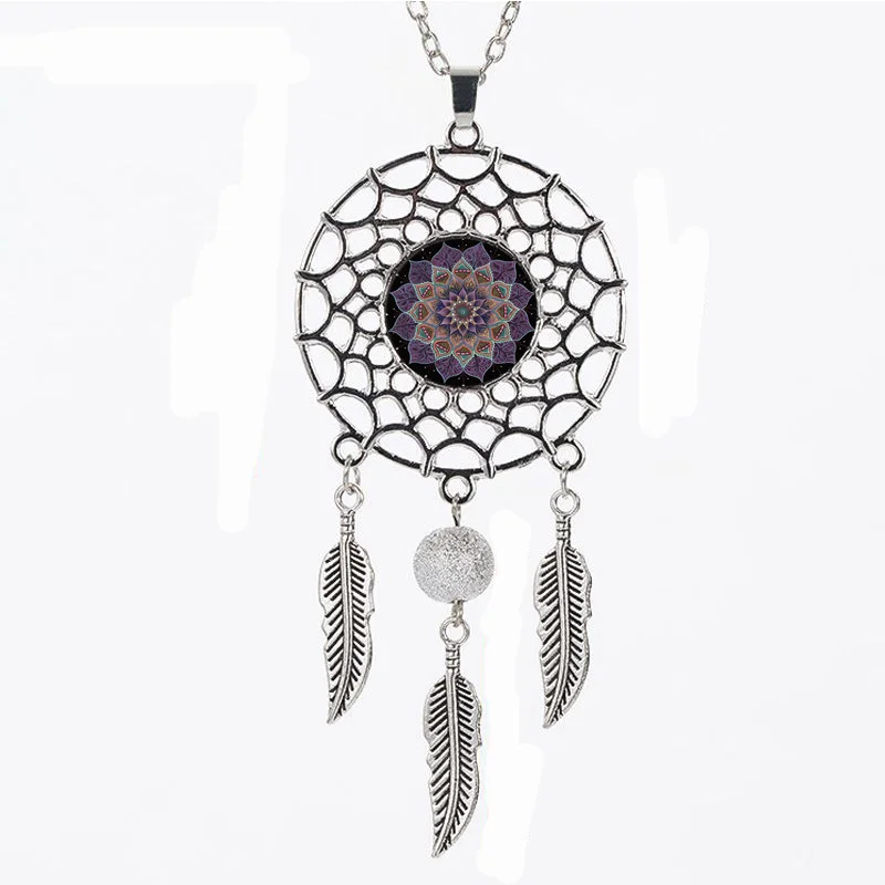 SUTEYI кулон цветок жизни ожерелье Мандала Сакральная Геометрия стекло ожерелья с