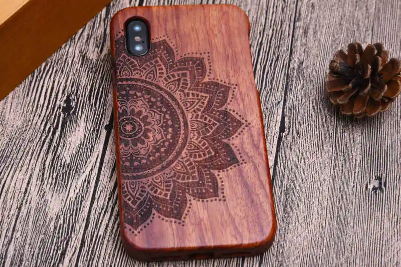 Half Flower LYBALL чехол для телефона из натурального дерева для iPhone XS деревянный чехол ручной работы из натурального бамбука для Apple iPhone X XR XS MAX - Цвет: Half Flower