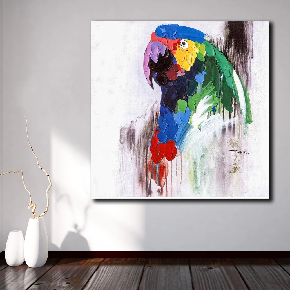 

Fashion Pop Art Oil Painting Wall Art Picture Cute-Parrot Animal Printed Canvas Painting For Living Room Home Decor Unframed