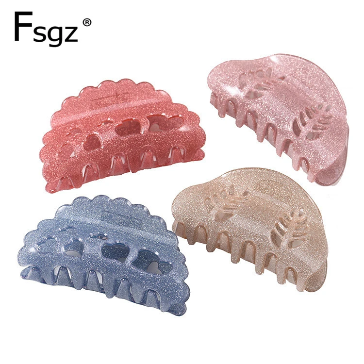 Женские заколки для волос золотой порошок акриловые полые в форме сердечек