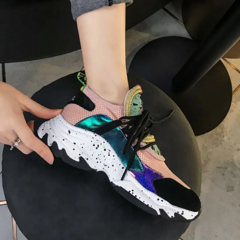 Taoffen Real Leather Women Casual Running Shoes Flock Platform White Sneakers Daily Wedges For Footwear Size 34-40 | Спорт и