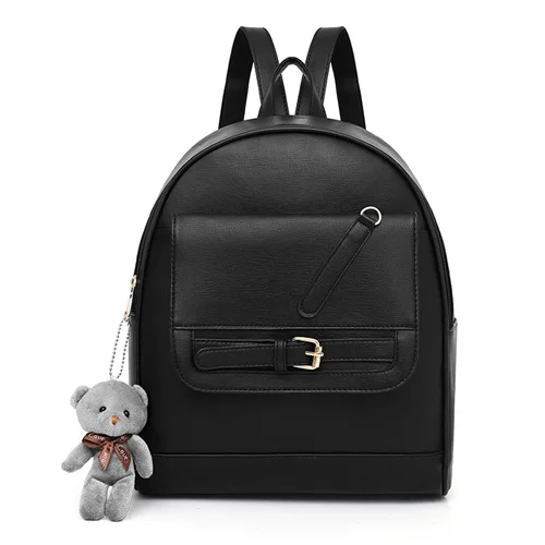 DIDABEAR новые женские рюкзак модные рюкзаки школьная сумка для подростков обувь девочек кожа женские дорожные сумки рюкзак - Цвет: Черный