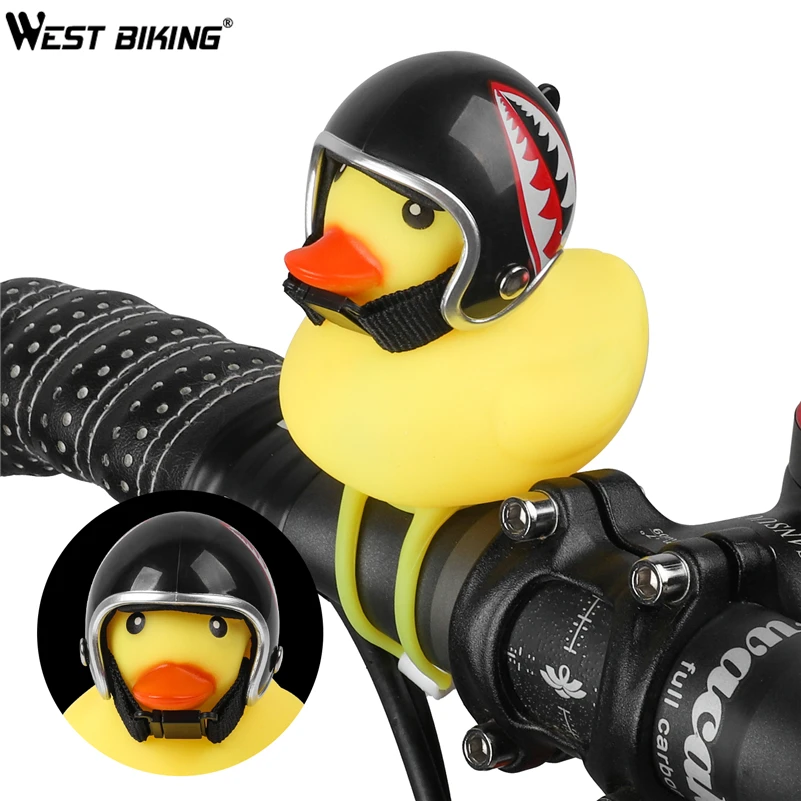 WEST BIKING, 1 шт., Колокольчик для горного велосипеда, желтая утка, со шлемом, велосипедный звонок, велосипедный руль, лампа для велосипеда, рожок, Аксессуары для велосипеда