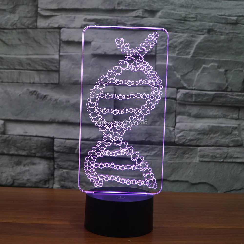 Креативный 3d сегмент DNA Красочный ночник 7 меняющихся цветов сенсорный