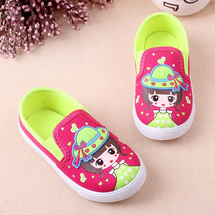 Spring Children Girls Shoes Fashion Cartoon Kids Baby Canvas Flower Low Foot Wrapping Single Casual Sports | Детская одежда и
