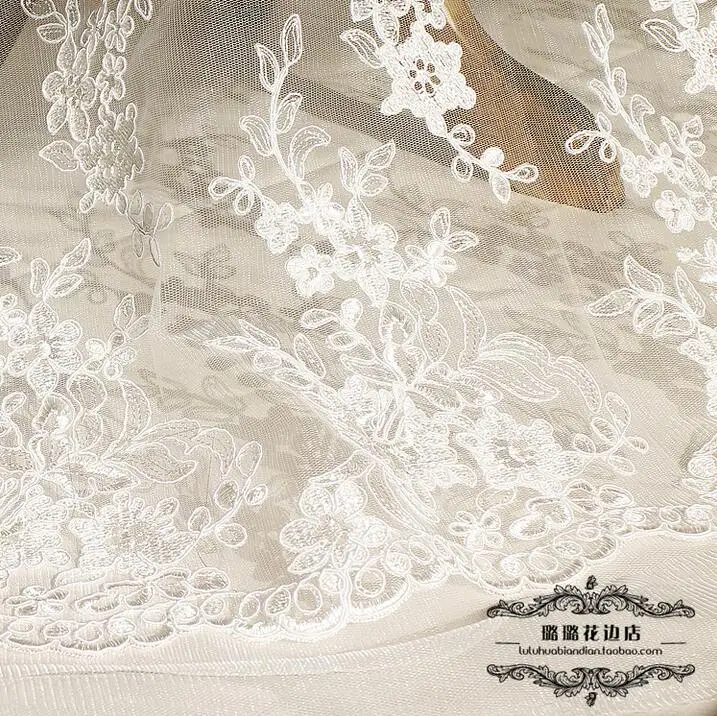1 метр белая кружевная Ткань Alencon ткань для свадебного платья | Дом и сад