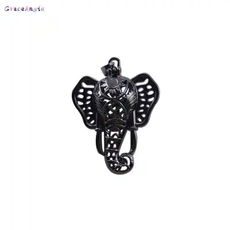 Black GraceAngie 3 шт. полый узор DIY ювелирное ожерелье эфирное масло ароматерапия Серебряный бронзовый медальон "Слон" Духи Диффузор - Окраска металла: Black