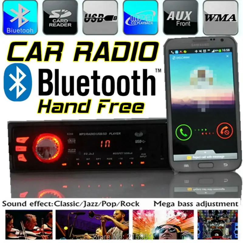 Автомобильный Радио стерео плеер Поддержка Bluetooth телефон AUX-IN MP3 FM/USB/1 Din/пульт дистанционного управления для 12 В/24 В автомагнитолы