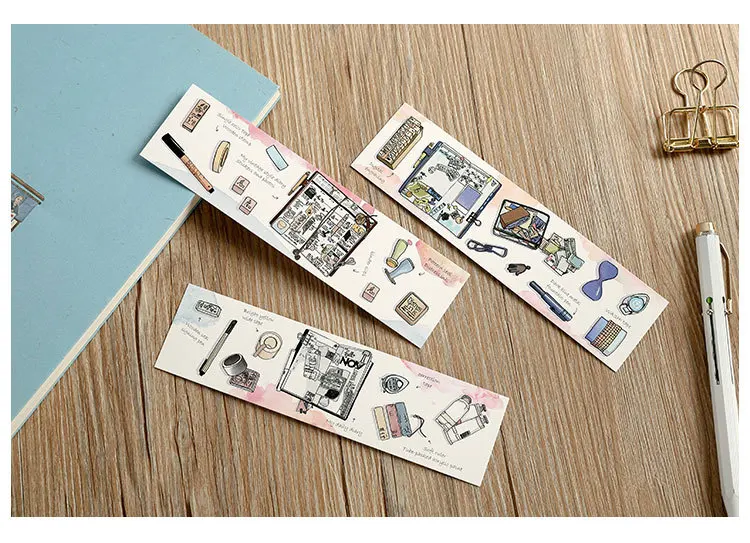 30 шт письма жизни с Канцтовары Bookmarks для книг мультипликационный рисунок маркер офисные предметы школьные принадлежности marcapaginas A6047