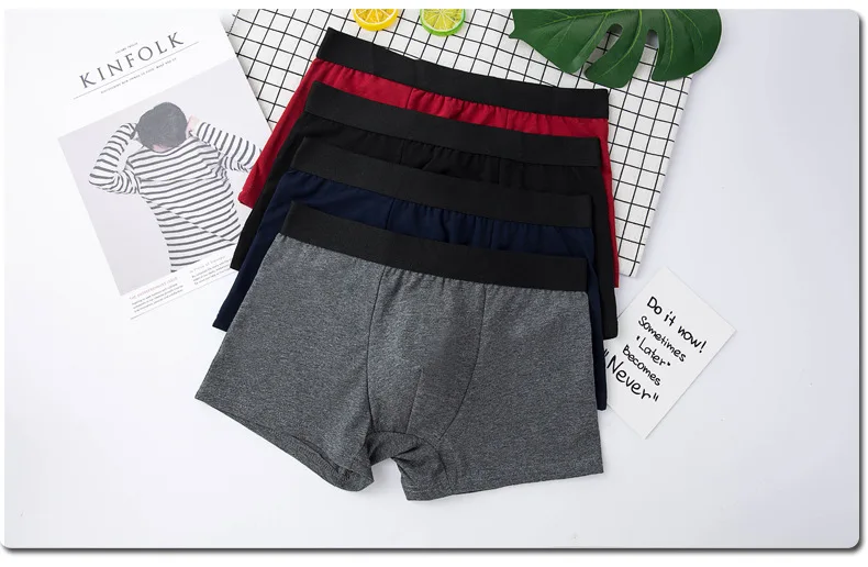Men's underwear solid color cotton underpants male casual boxer man shorts pants men big size panties