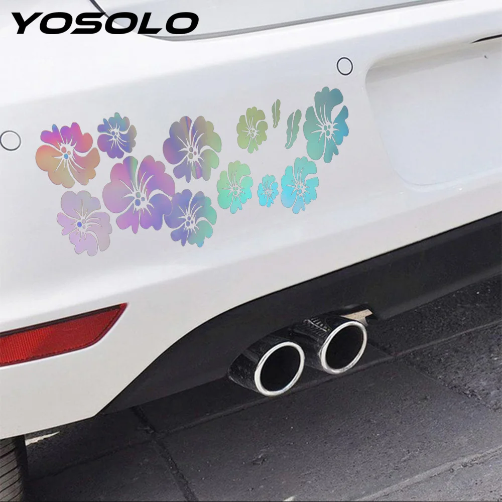 YOSOLO Laser Flower Stickers Reflective Motorcycle Car Door Window StickerUniversal Random Sent Styling Auto Accessories | Автомобили и