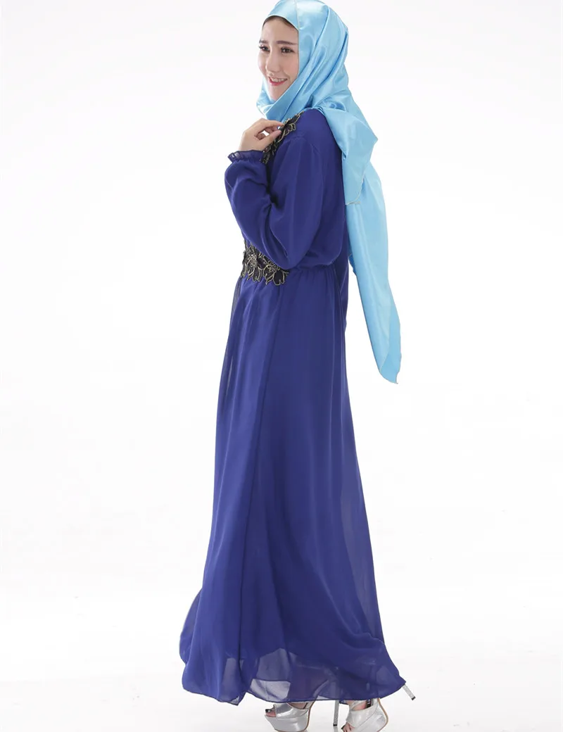 Dubai Abaya Busana Muslim Chiffon Islam Gaun Indonesia Pakaian Abaya untuk Wanita B5005