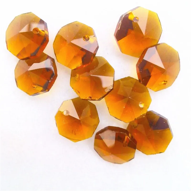 Shiny 500pcs/Lot 14mm Tea Crystal Octagon Beads In One Hole Wedding Garland Strand Decoration | Лампы и освещение
