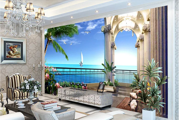 Seaview PIP пользовательские фото обои арт Ресторан Ретро диван фон 3d настенная