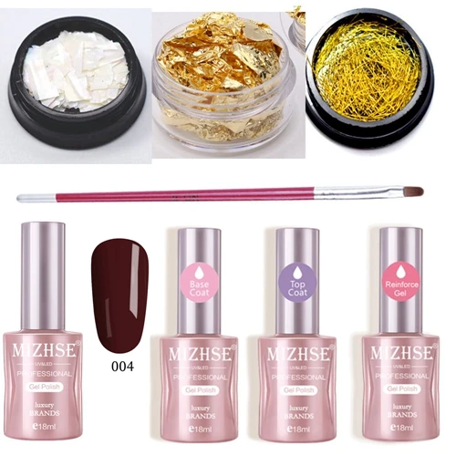 MIZHSE UV Gel Nail Polish Top Base Coat Reinforcement Red Nail Liquid Varnish Shell Piece Nail Pen Nail Gitter Sets kits - Цвет: Kits12
