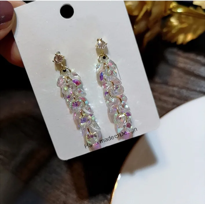Серьги из серебра 925 пробы с гранатом и бриллиантами модные женские серьги Oreja