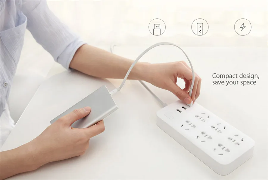 Оригинальный удлинитель питания Xiaomi Mijia Mi 2 А 3 USB порта для быстрой зарядки 6