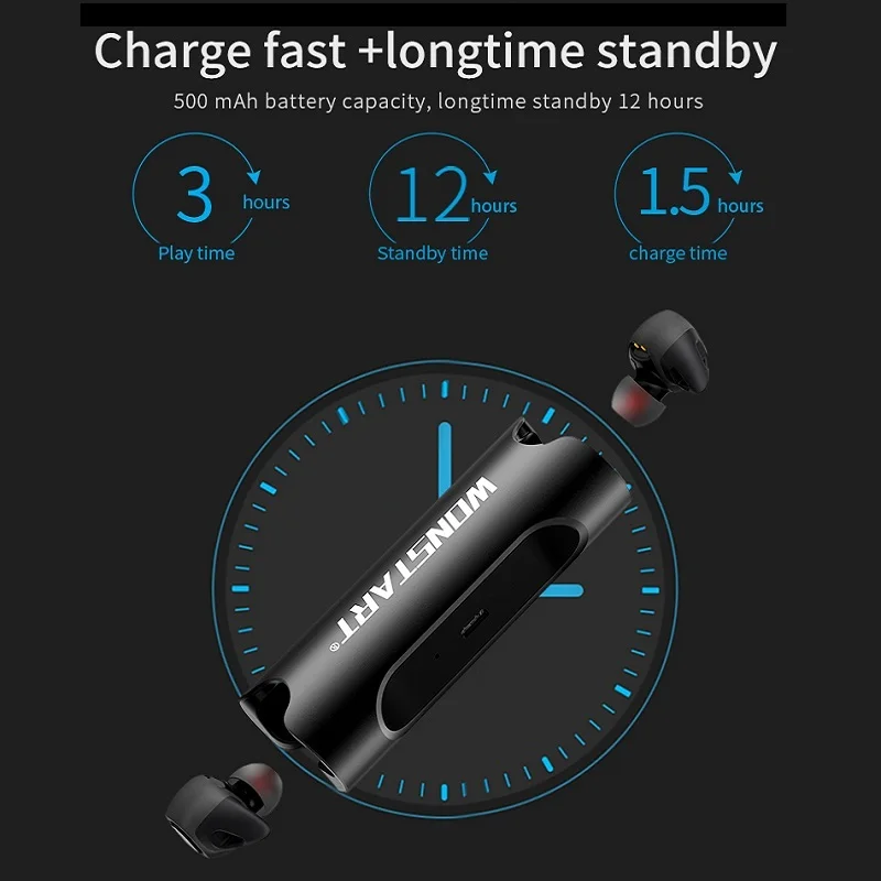 3 шт. Wonstart W7 Bluetooth наушники мини вкладыши TWS с Беспроводной микрофоном Hi Fi стерео