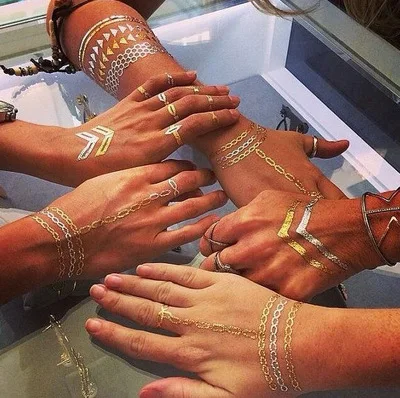 Золотые тату секс товары ожерелье браслеты металлическая временная татуировка