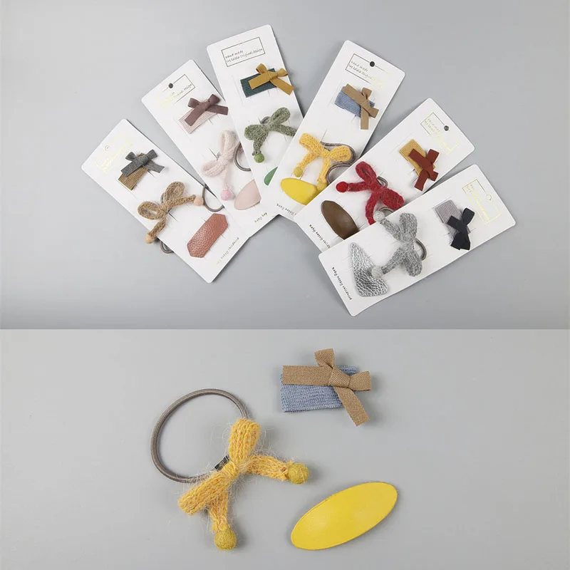 3pcs/card Fashion Hair Accessories For Baby Girls Wool Hairbands Butterfly Bow Hairpins Hairgrips Cute Kids Children Barrettes | Детская