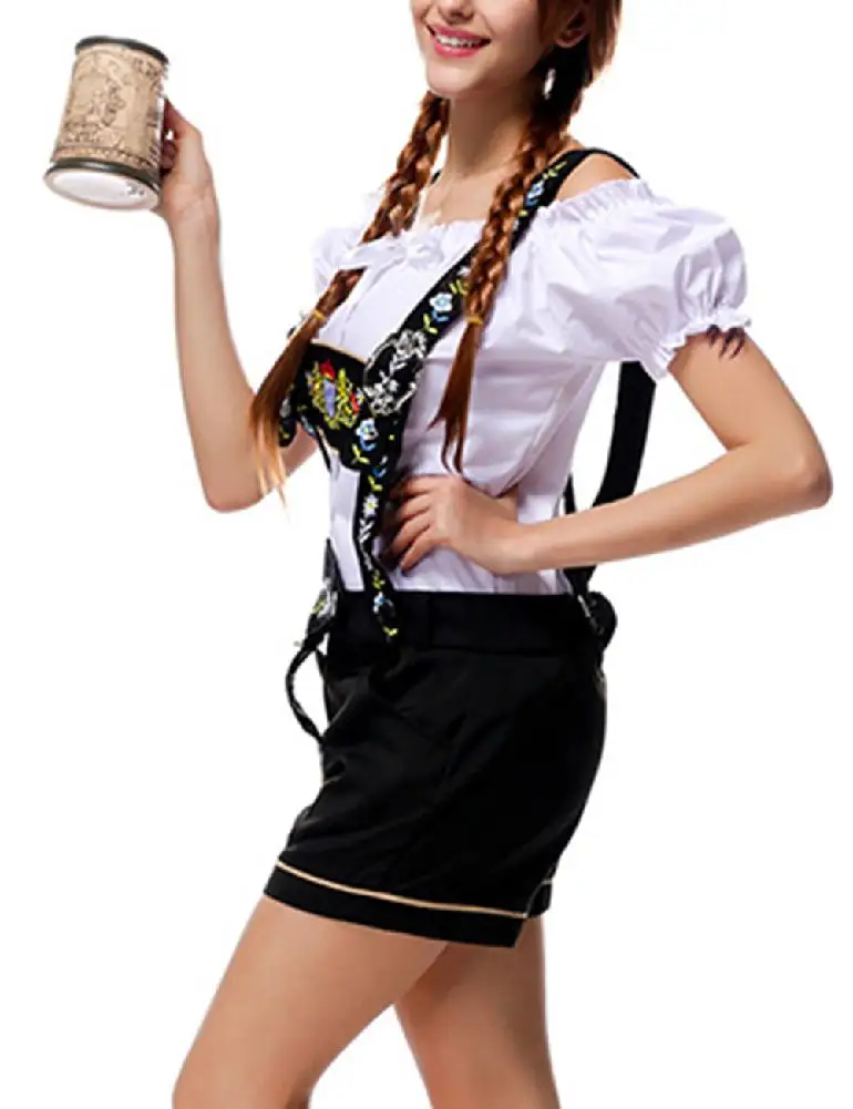 Женский классический костюм в стиле ретро Oktoberfest комплект из топа с открытыми