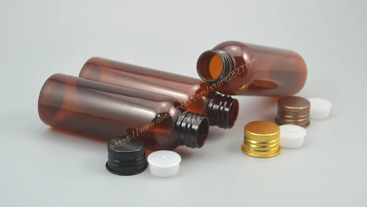 100 мл коричневая/Янтарная ПЭТ бутылка с золотой/медной/черной алюминиевой