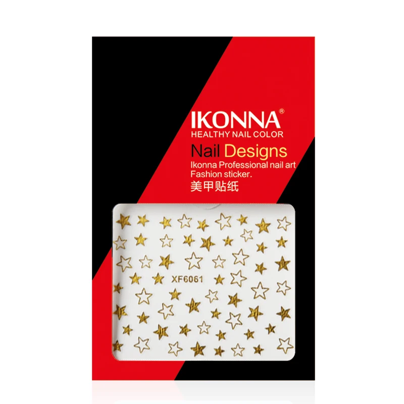 Ikonna XF6056 полые Моген Дэвид звезда крест Форма цветы завод Золотая линия ногтей