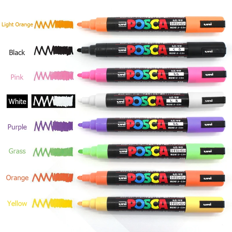 8 шт Uni Posca PC 3M Средний пуля Совет фломастеров граффити на водной основе Цветной