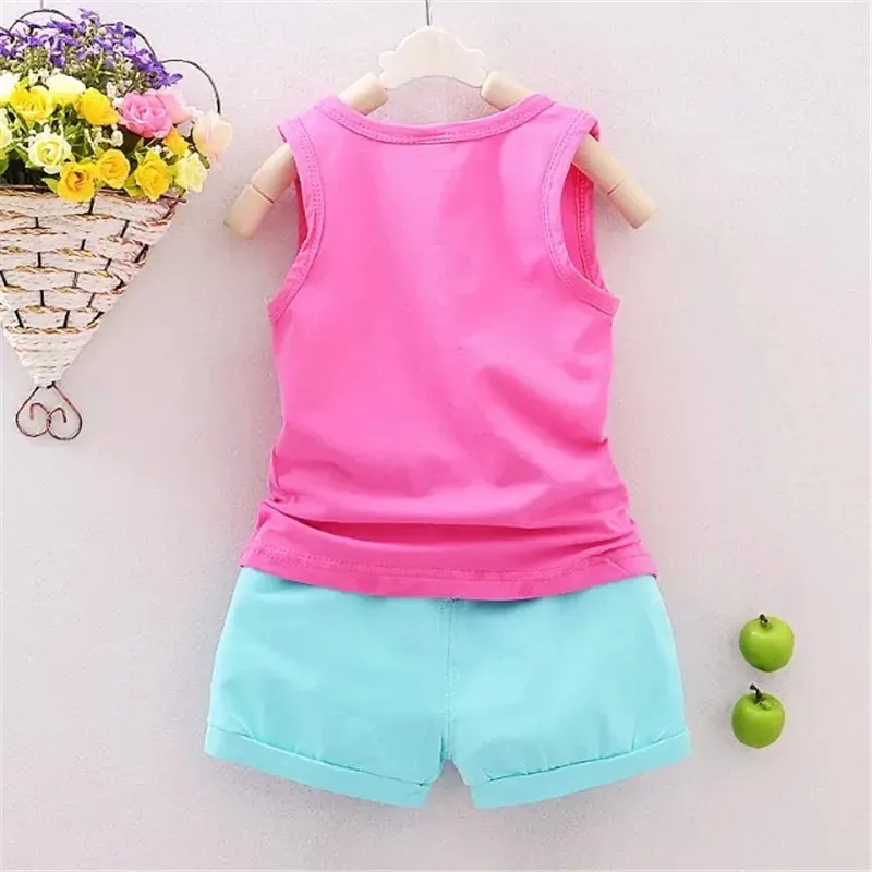 NYSRFZ2017 г. Летний детский хлопковый комплект одежды для маленьких девочек жилет с
