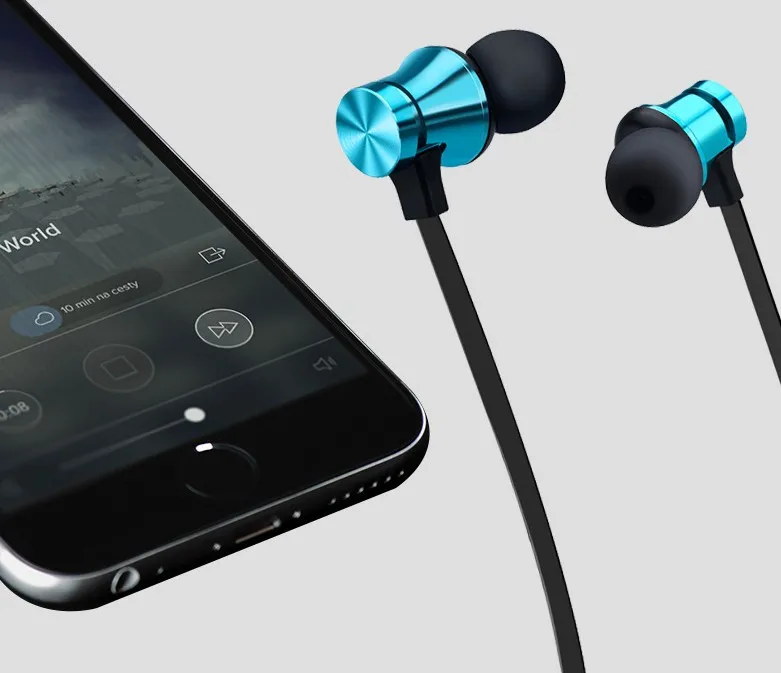 Спортивные наушники для бега с микрофоном телефона беспроводные Bluetooth стерео бас