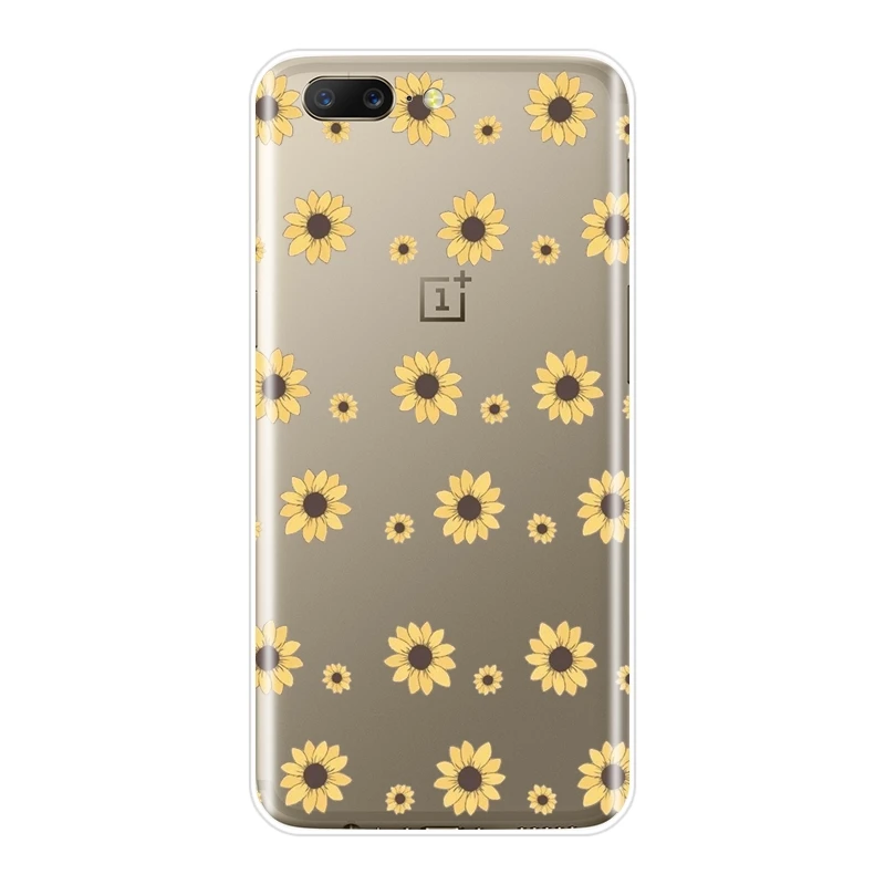 Желтая задняя крышка с цветочным рисунком подсолнуха для OnePlus 6 6T 5T 3 3T мягкий