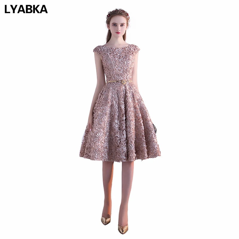 Платье для выпускного вечера es Vestidos De gala кружевное ТРАПЕЦИЕВИДНОЕ короткое