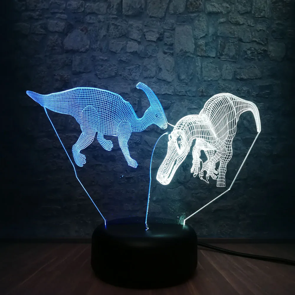 Новинка Животное Динозавр 3D лампа смешанные цвета спальный ночной Светильник