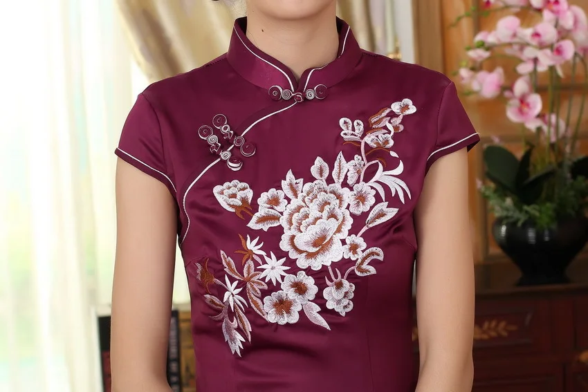 Шанхай история фиолетовый Qipao китайское традиционное платье женское Cheong sam