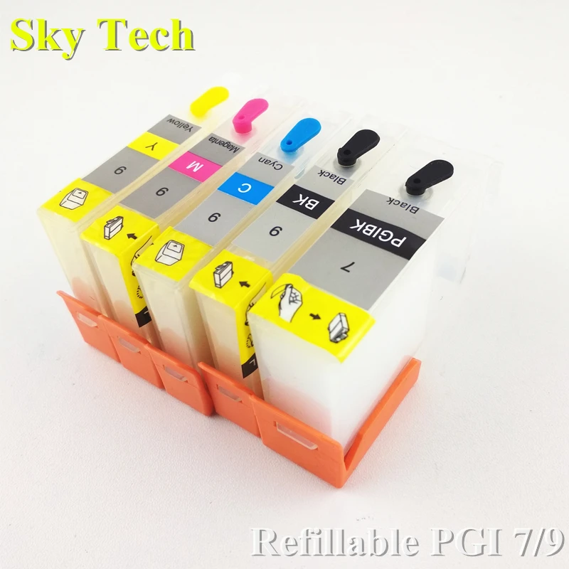 Перезаправляемый картридж 5PK для струйного принтера PGI7 PGI9 Canon Pixma MX7600 IX7000 с чипами