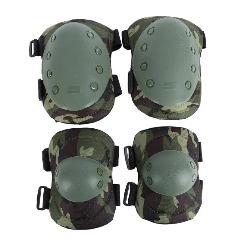 Green camouflage 4 шт./партия для взрослых тактические боевые защитные накладки набор профессионального снаряжения спортивные Военные наколенники Налокотники и наколенники L583 - Цвет: Green camouflage