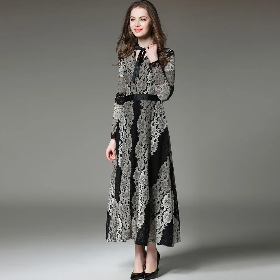 Летние женщины dress 2017 office кружева V воротник с длинными рукавами slim female | Женская