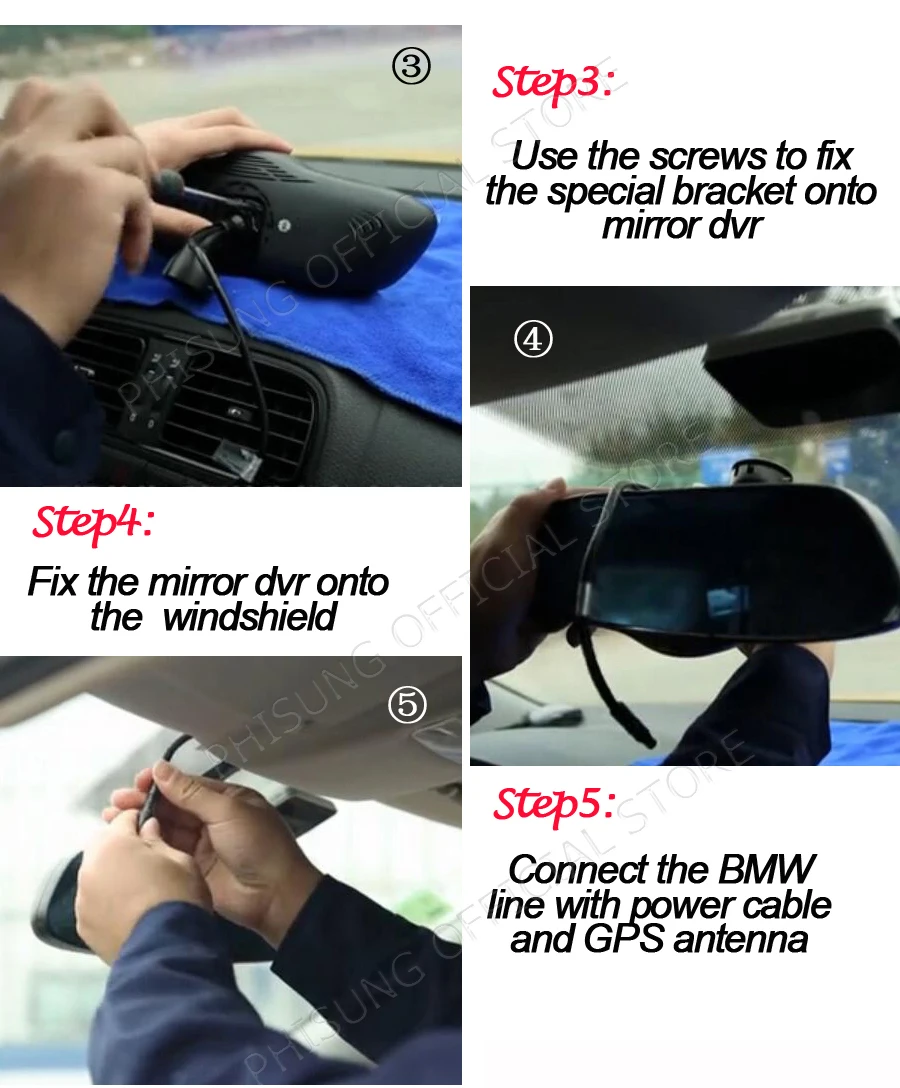 Phisung 3 CHS cameas ram 2GB+ ROM32GB Автомобильная камера в зеркале dvrs Android ADAS gps навигация DashCam 1080P hd Автомобильный видеорегистратор dash камера
