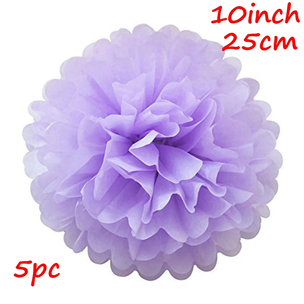 Lilac 2 Huiran 5 шт. 20 см 25 см помпоны из бумаги салфеток реквизит Висячие гирлянды Свадебная вечеринка Декор Свадебные аксессуары Принадлежности для детского душа - Цвет: Lilac 2