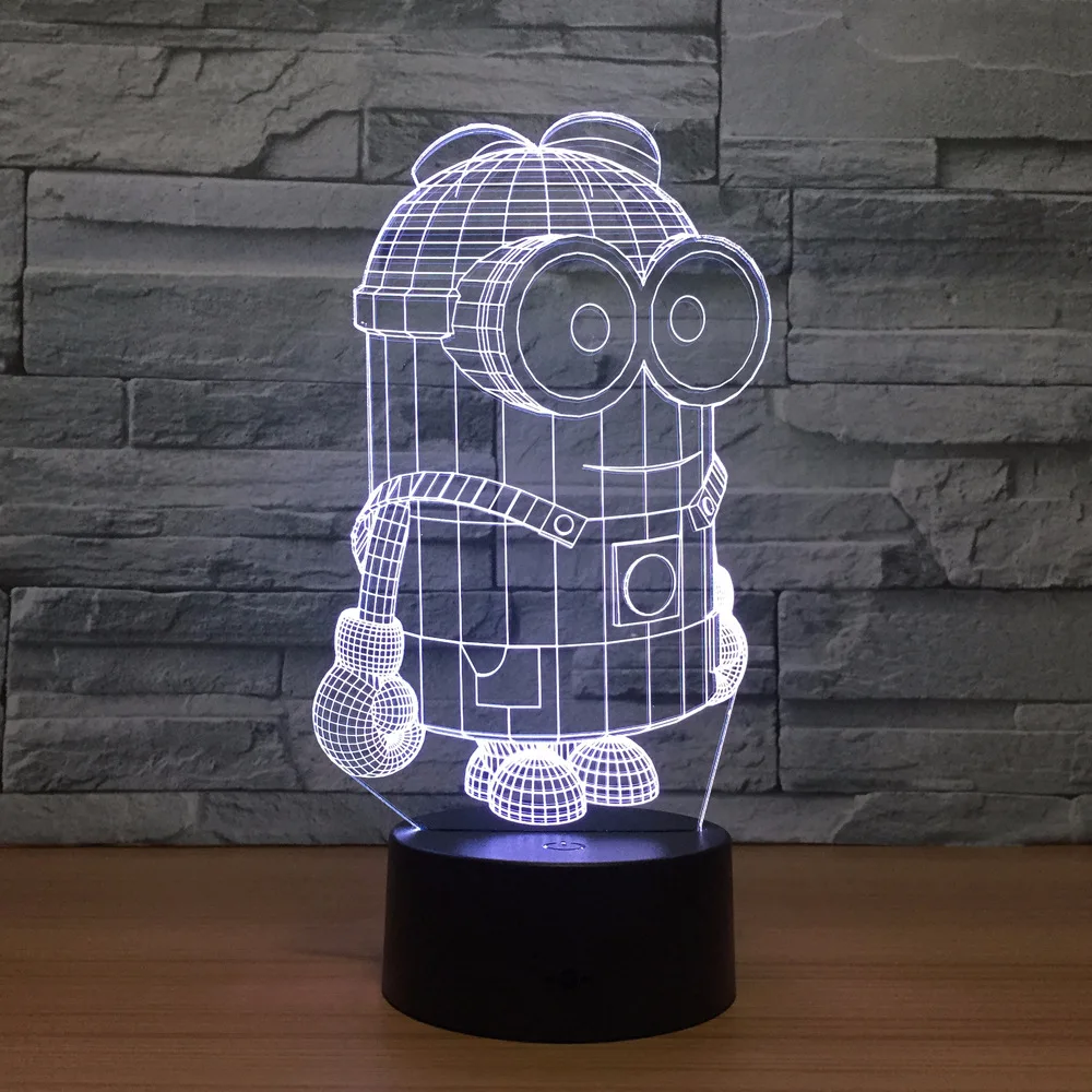 Миньоны 7 цветов маленький желтый человек 3D светодиодные ночники USB настольная лампа футбол Lampara домашний Декор Спальня Миньоны сна ночник