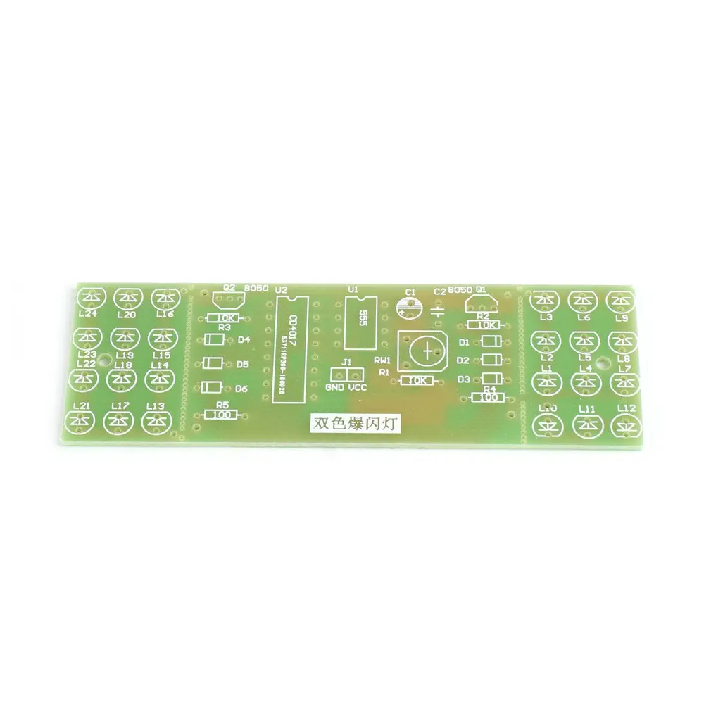 NE555 + CD4017 Red Blue Double Color Flashing Lights Board Kit Strobe Practice Learning DIY Kits Electronic Suite Module | Инструменты
