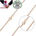 OMH оптовая продажа простая Мода для женщин 18 дюймов 1,0 мм 925 Стерлинговое серебро розовое золото круглая коробка Короткие цепи ожерелья NK12