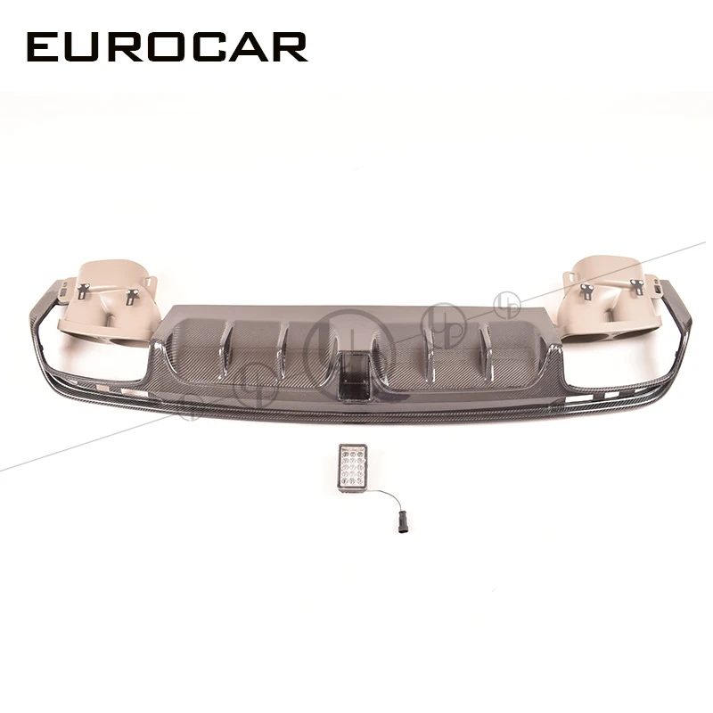 grey tips white led S Class W222 Передние Губы S63 диффузор S65 B стиль Углеродные Передние Губы, борода W222 углеродный диффузор 14-16y - Цвет: grey tips white led